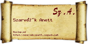Szarvák Anett névjegykártya