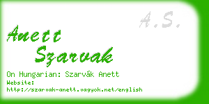 anett szarvak business card